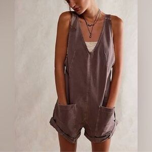 Free People High Roller brown shortalls